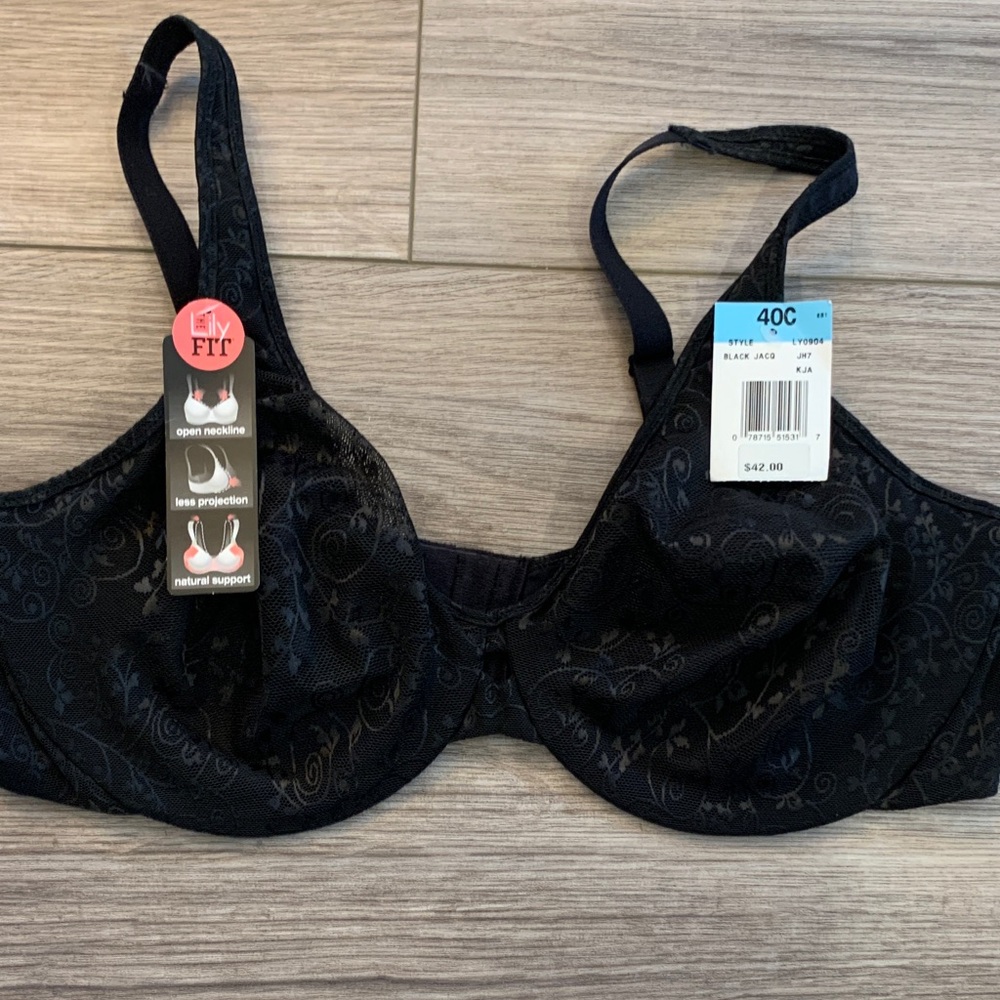 Lily Black Floral Bra - NWT
